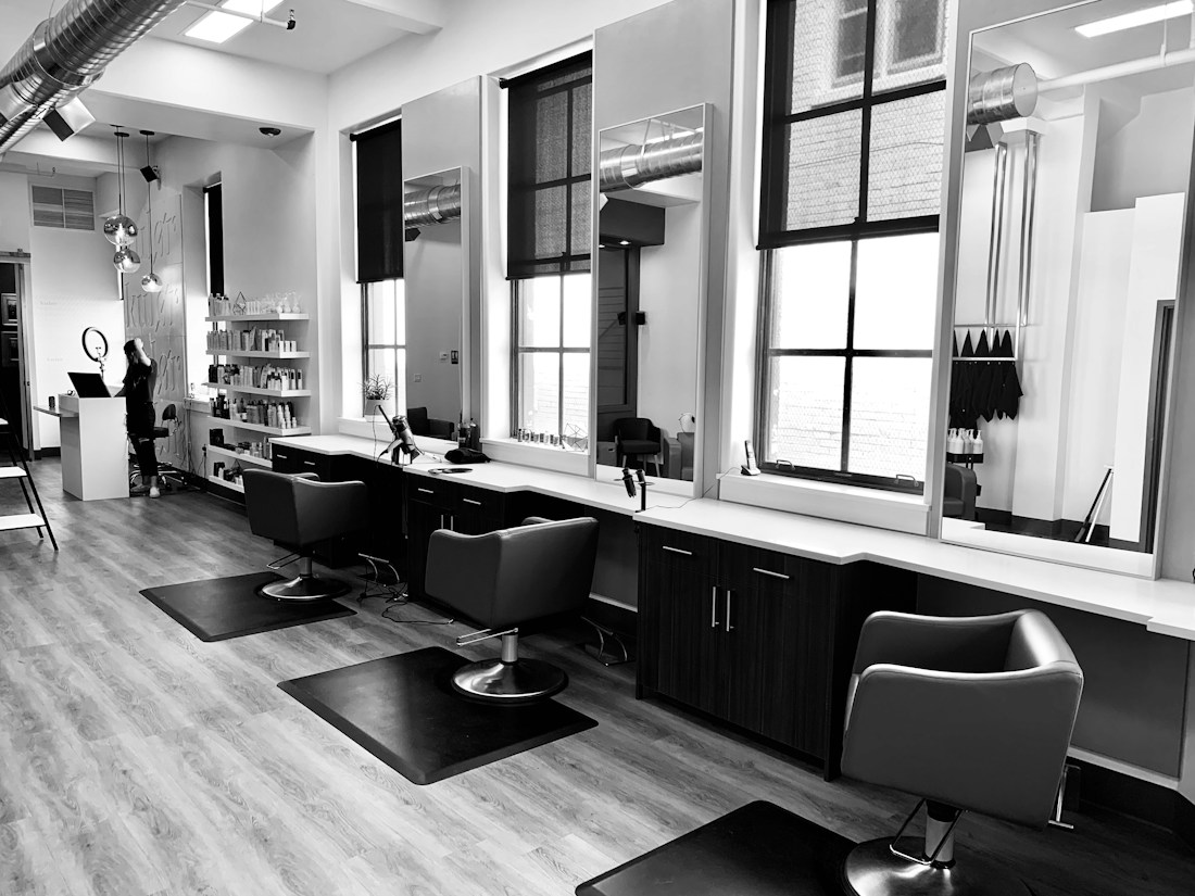 A warm contemporary salon interior